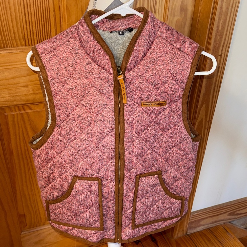 Simply Southern Quilted Vest in Pink and Brown
